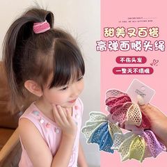 儿童彩色加宽镂空面膜发圈女童上学扎发高马尾镂空不伤发发绳皮筋