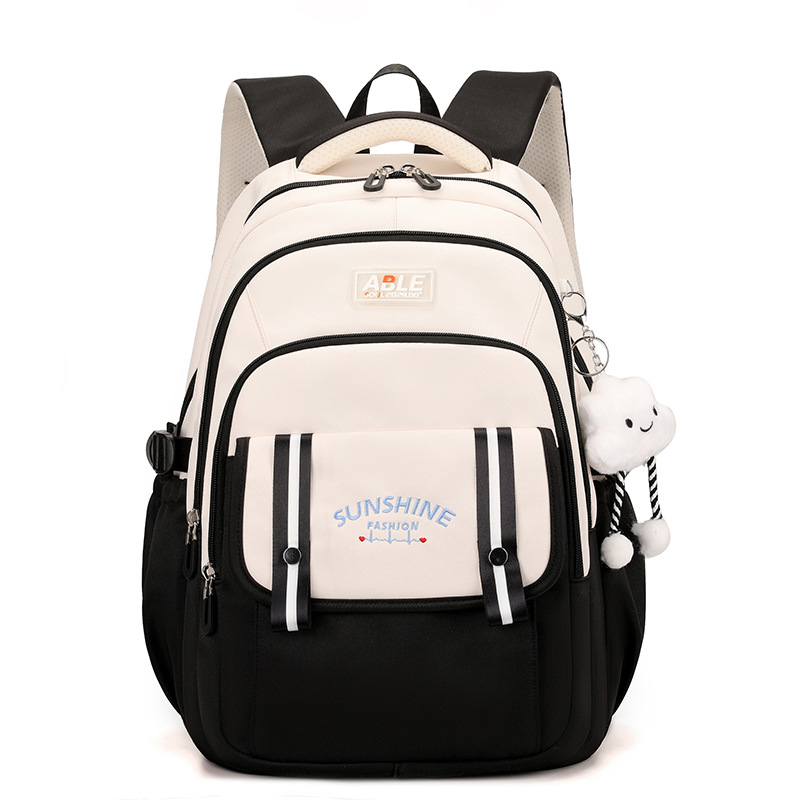 Mochila escolar para estudiantes de secundaria, escuela secundaria, gran capacidad, dibujos animados japoneses simples, mochila para estudiantes de primaria, color de contraste del campus nuevo