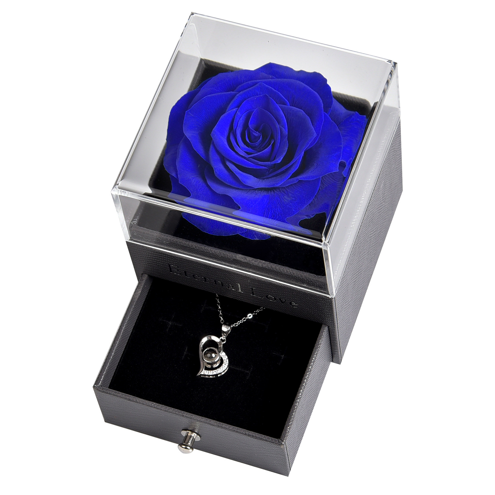아크릴 보석 상자 8cm 영원한 꽃 블루