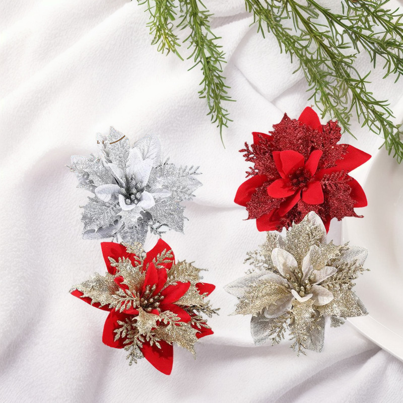 クロスボーダー高級シミュレーション花立体三層金粉クリスマス花祭りアクセサリー花輪藤条装飾アクセサリー|undefined