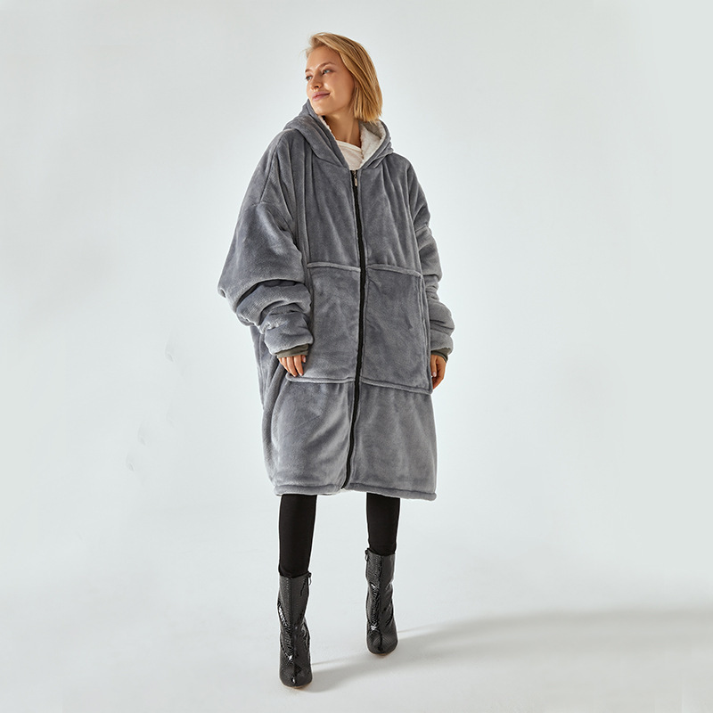 Hooded Blanket in Light Gray