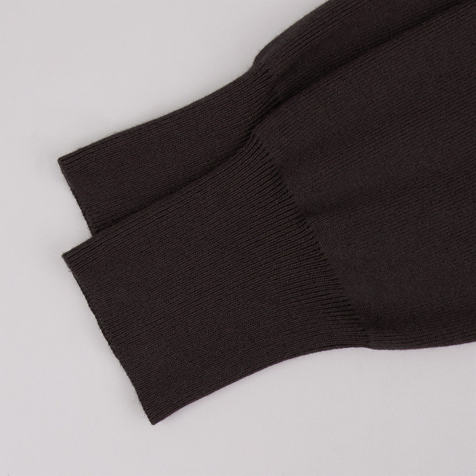Áo khoác cardigan len dệt kim cổ đứng khóa kéo hai chiều dài tay — Màu nâu cà phê, Màu trắng, màu đen, màu đỏ chi tiết 38