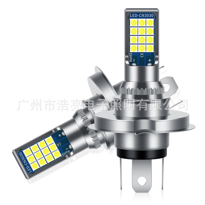 跨境專供 新款高亮 大功率LED摩托車大燈H4 P15D BA20D