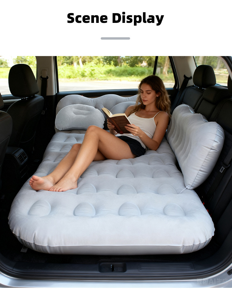 Cross-Border Universal Car Inflatable Bed, Car Rear Seat Air Mattress, Foldable Sleeping Inflatable Mattress, Travel Car Mattress