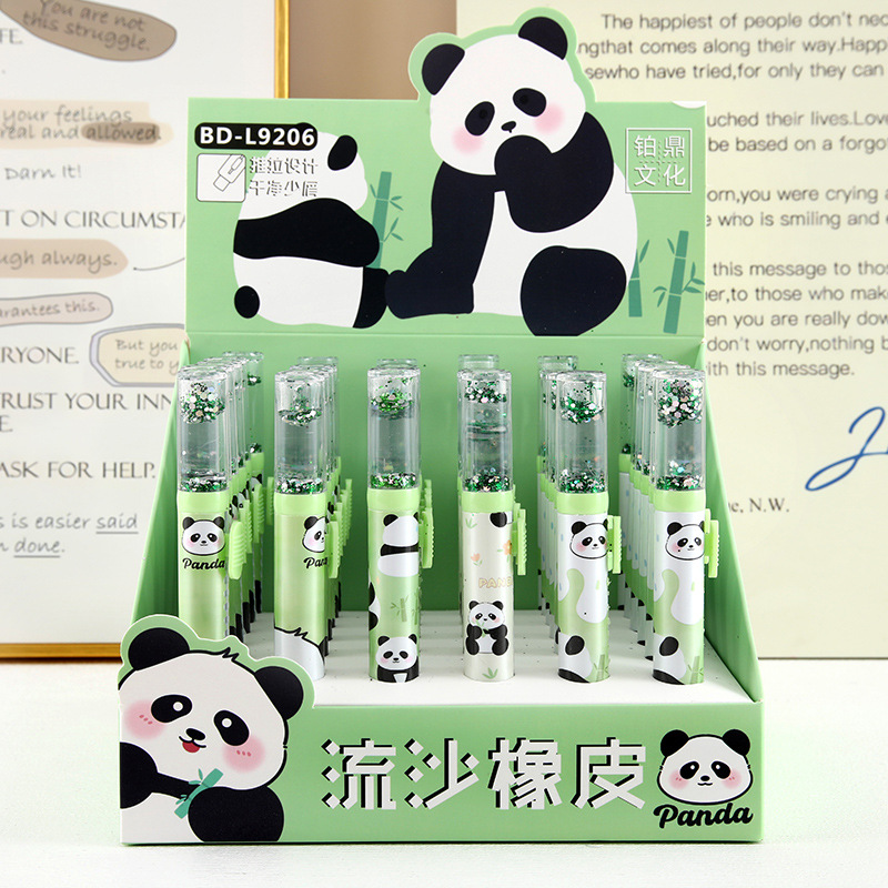 Pandas borradores de arena flotante borradores empujando y tirando borradores de arena flotante modelado creativo adorable estudiantes aprenden papelería