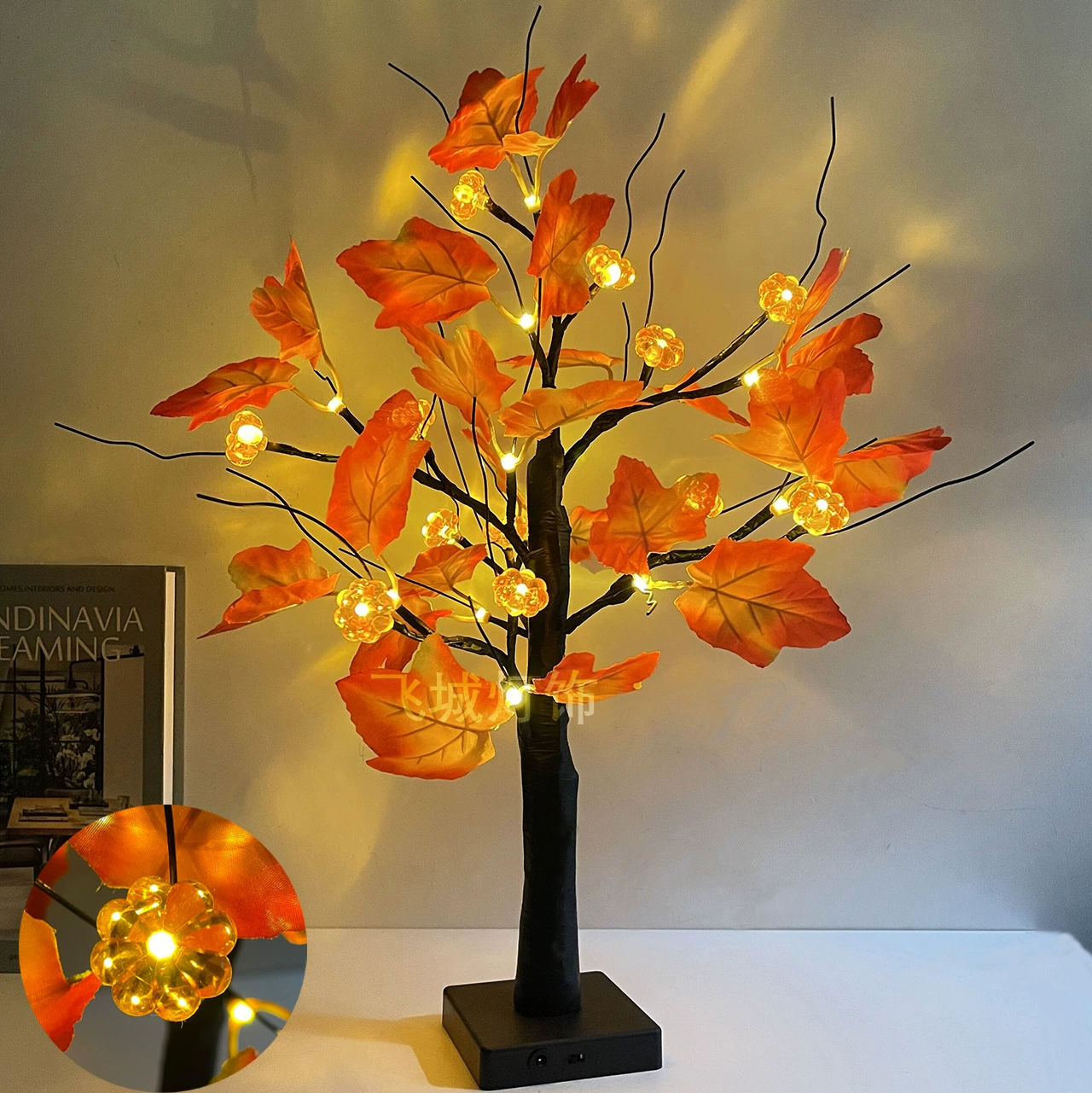 Maple leaf, pumpkin lantern, creative night light for bed, halloween