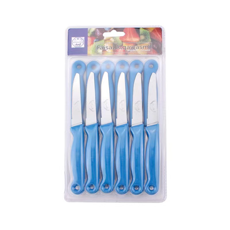 12pc cuchillo de filete de acero inoxidable dientes finos mango de plástico filete cuchillo de verduras cuchillo de frutas cuchillo de cocina