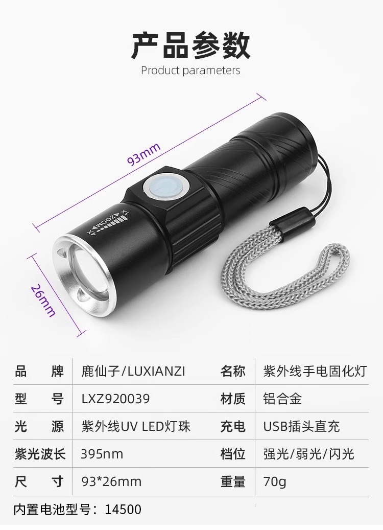 Deer Fairy Mobile Phone Repair Curing Lamp Purple Light Uv Anti-Counterfeiting Banknote Pen Fluorescent Agent Uv Curing Flashlight
