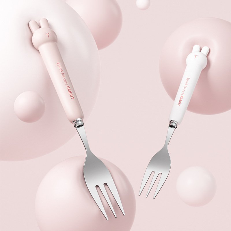 Cute Portable Tableware Set of 3 Student Tableware Set Stainless Steel Chopsticks Cartoon Children Spoon Fork Adult Box