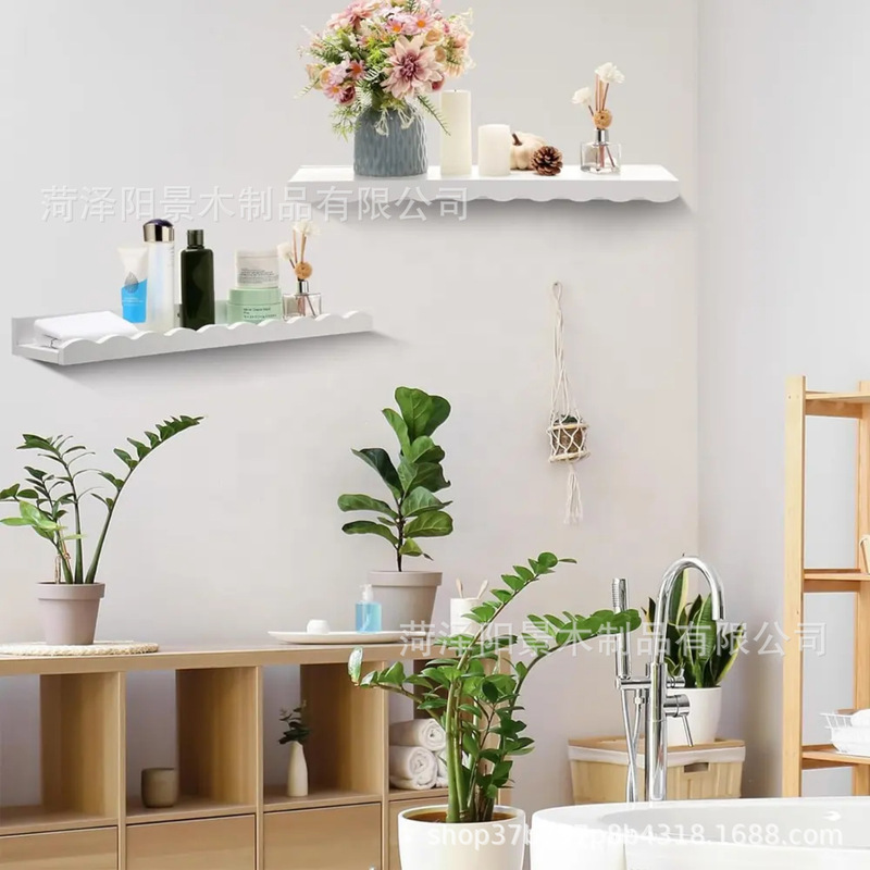 Cross-Border Wooden Wave Wall Decoration Floating Shelf Two-Piece Set Kindergarten Bookshelf Bathroom Shelf Photo Frame Storage