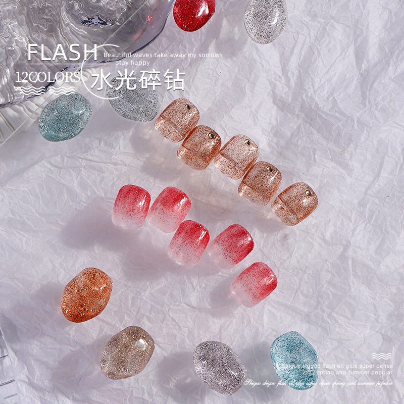 Esmalte de uñas pegamento de diamantes de imitación Super Flash canela serie de colores desnudos primavera y verano popular color hielo suave transparente colorido pegamento de esmalte de uñas