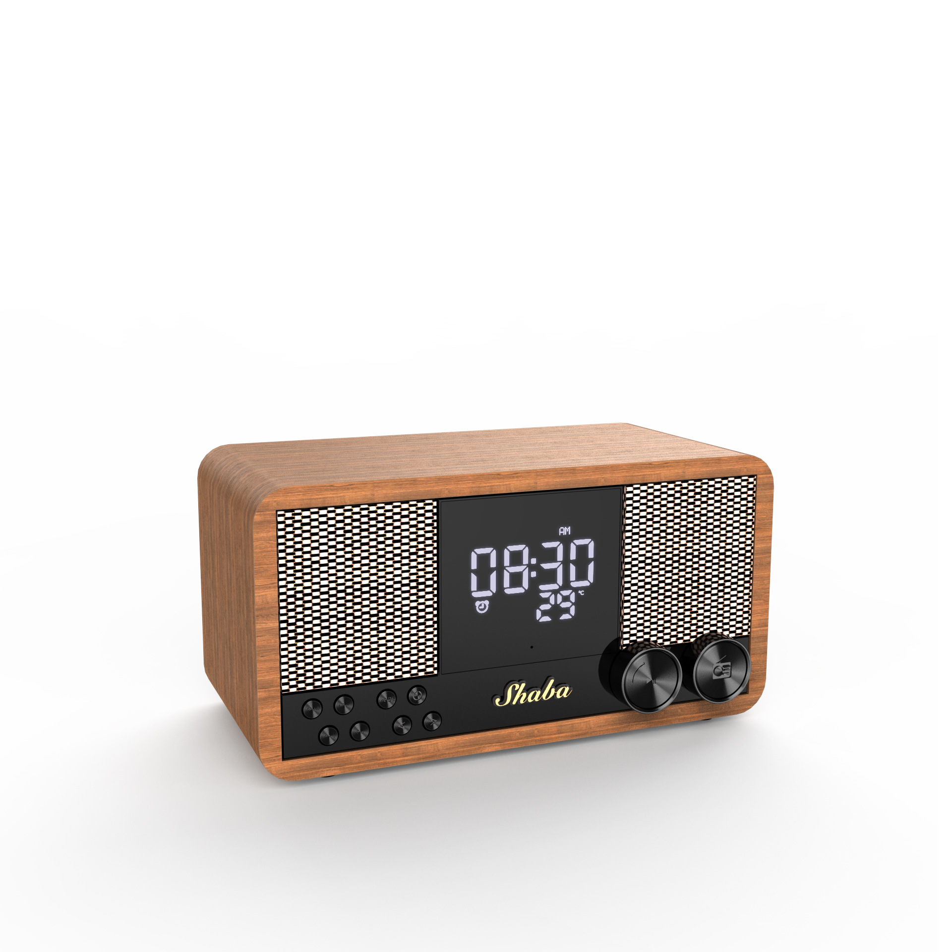 Amazon retro wood bluetooth audio inalámbrico bluetooth altavoces FM radio audio de escritorio reloj altavoces