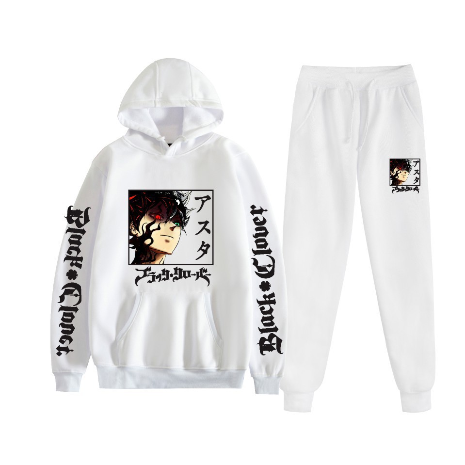 Nuevo estilo transfronterizo popular popular japonés riman black de cuatro hojas-Black Clover más suéter con capucha de terciopelo para mujer