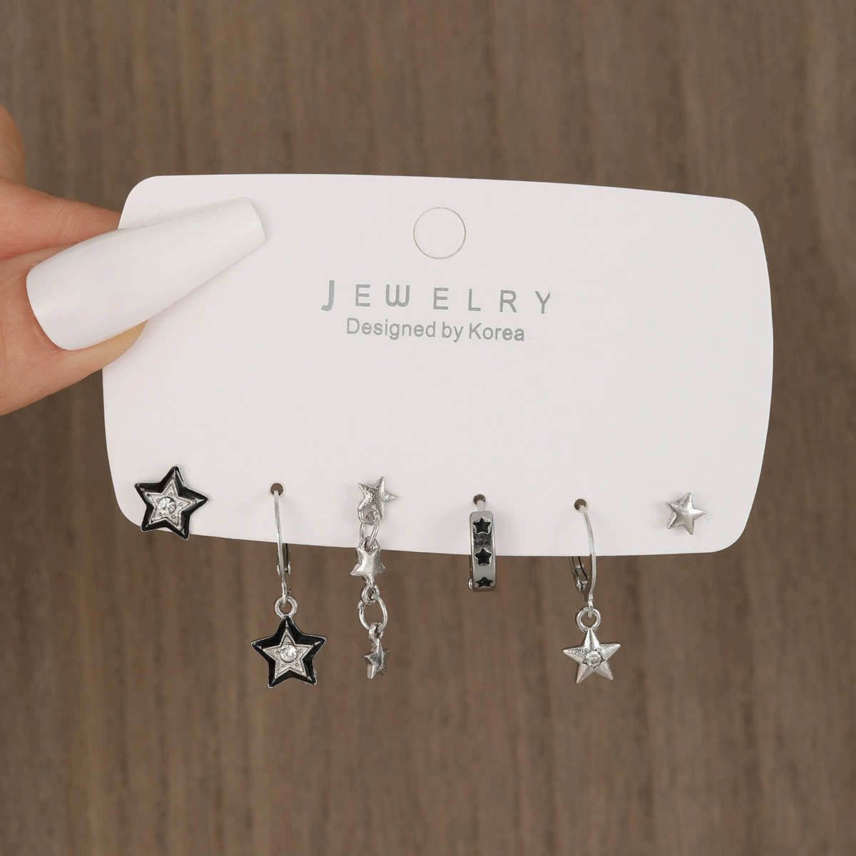 Earrings set 6-piece, European style simple elegant, metal fashion studs and dangles