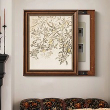 法式中古風電表箱裝飾畫復古客廳電源盒掛畫豎版配電箱平安果壁畫