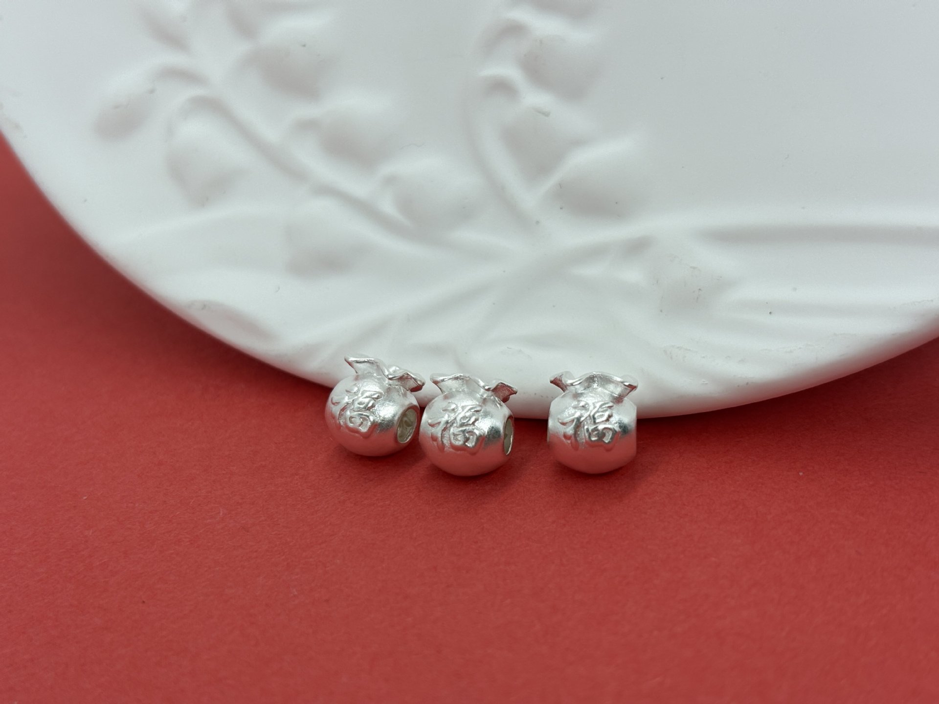 Pure Silver 999 Lucky Bag Transfer Beads, Pure Silver 3D Craftsmanship Loose Beads, Spacer Beads, DIY Silver Jewelry Accessories, Braided Rope Bracelet, Hand String