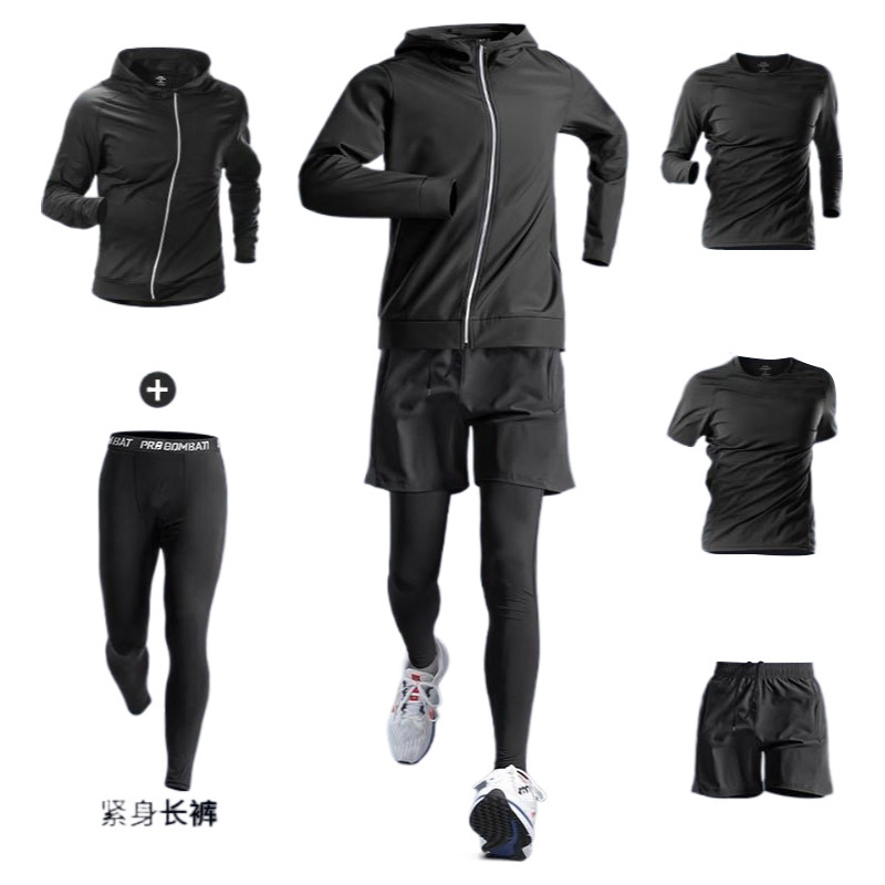 Traje deportivo, ropa de gimnasio para correr para hombres, ropa de secado rápido de seda de hielo de verano, equipo ajustado, ropa de ciclismo de entrenamiento para correr por la mañana