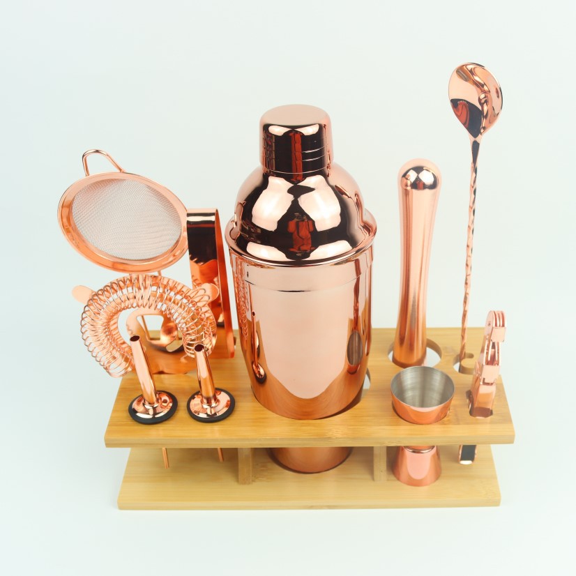 Traje de barra de acero inoxidable de la coctelera 750ml coctelera cóctel taza galvanizada oro rosa