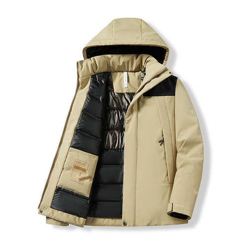Autumn and winter new couple's cotton-padded jacket, windproof and warm, with graphene lining and stand-up collar, hooded men's cotton-padded jacket.
