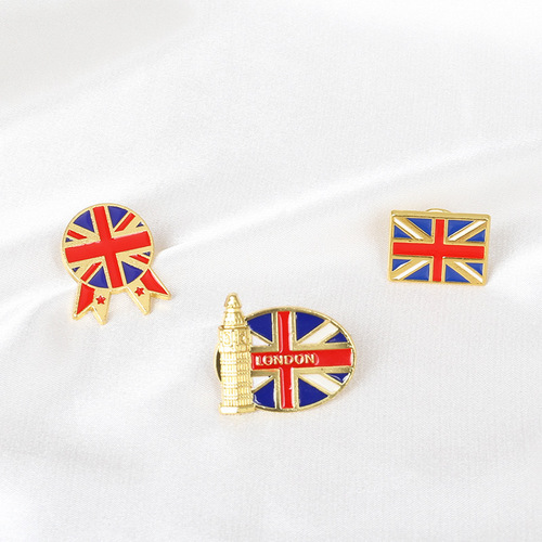 British flag brooch personalized creative building jewelry dripping oil cartoon Big Ben phone booth badge accessories