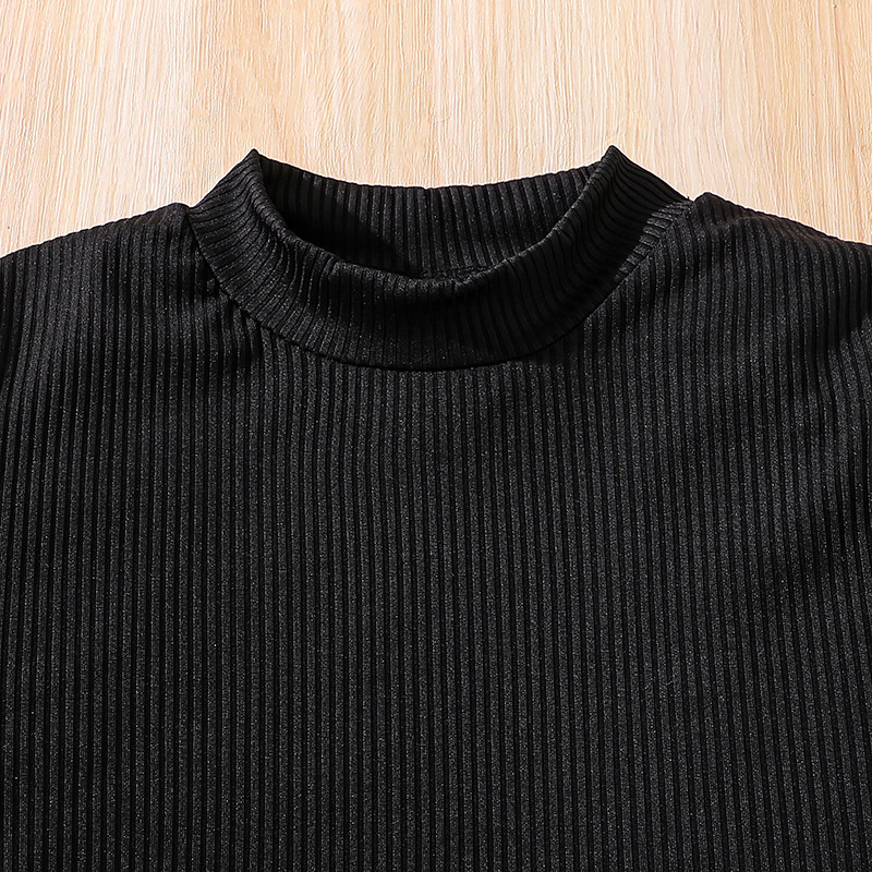 Girls' overalls set Korean version autumn and winter new item, mid size sleeved knitted sweater long pants two-piece_voghion.com