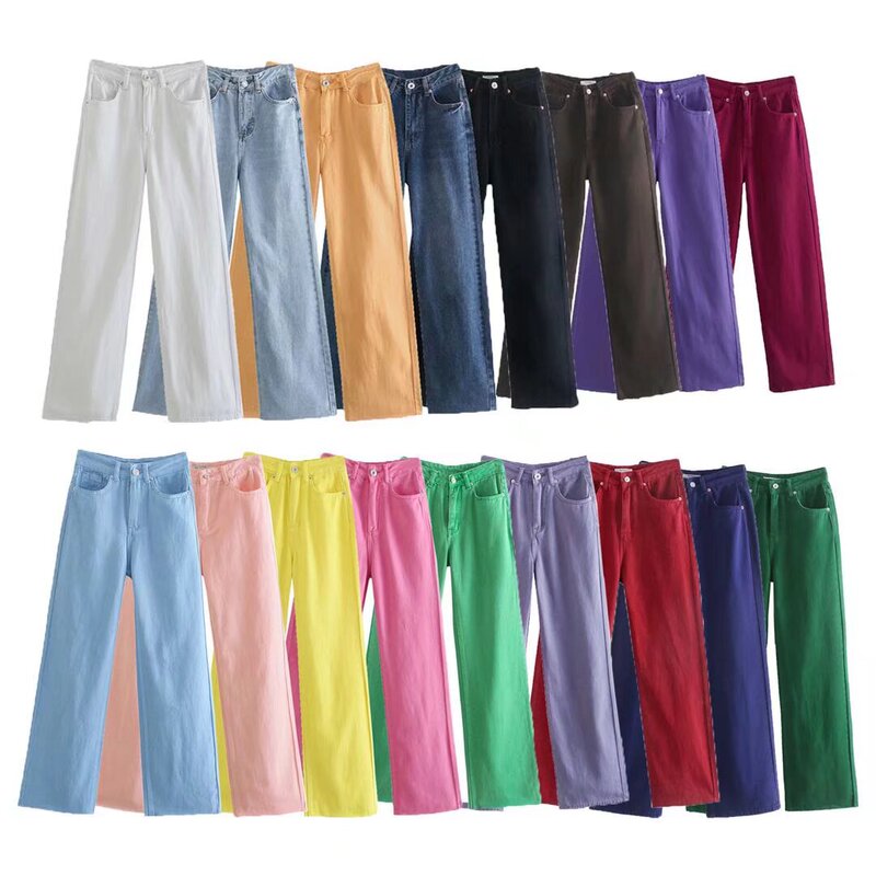 Cross-border European and American French Design Women's All-match Casual Elegant All-match High Waist Straight Color Jeans Women