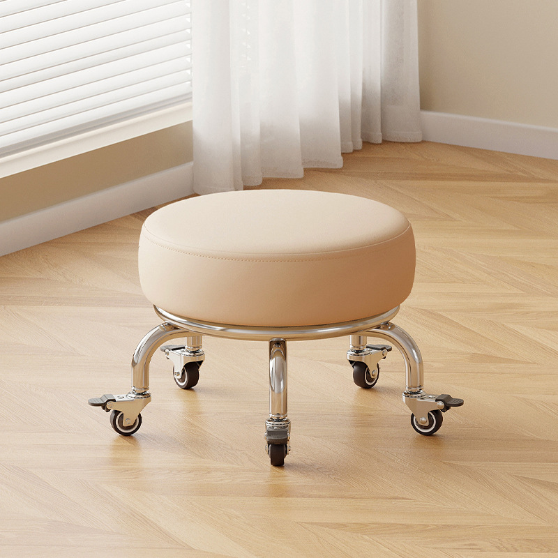 Polia doméstica taburete bajo rueda universal pequeño taburete silencioso rotativo taburete redondo móvil con artefacto moderno y simple