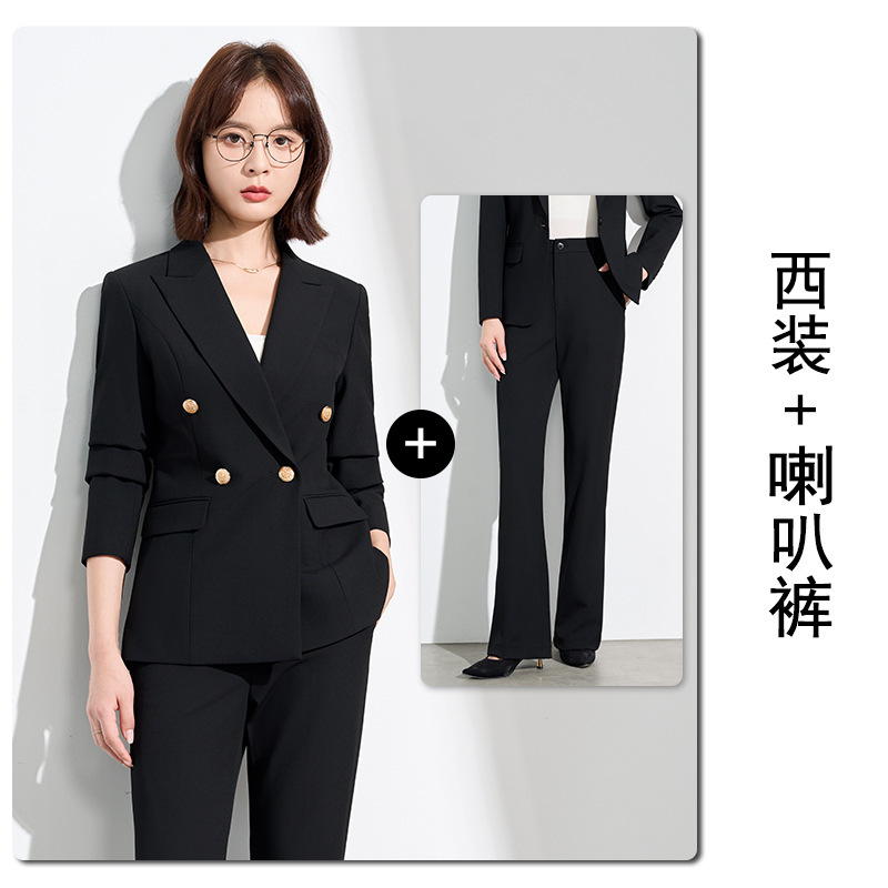 职业西装女双排扣休闲套装女25秋冬新款时尚气质通勤OL西服两件套|undefined