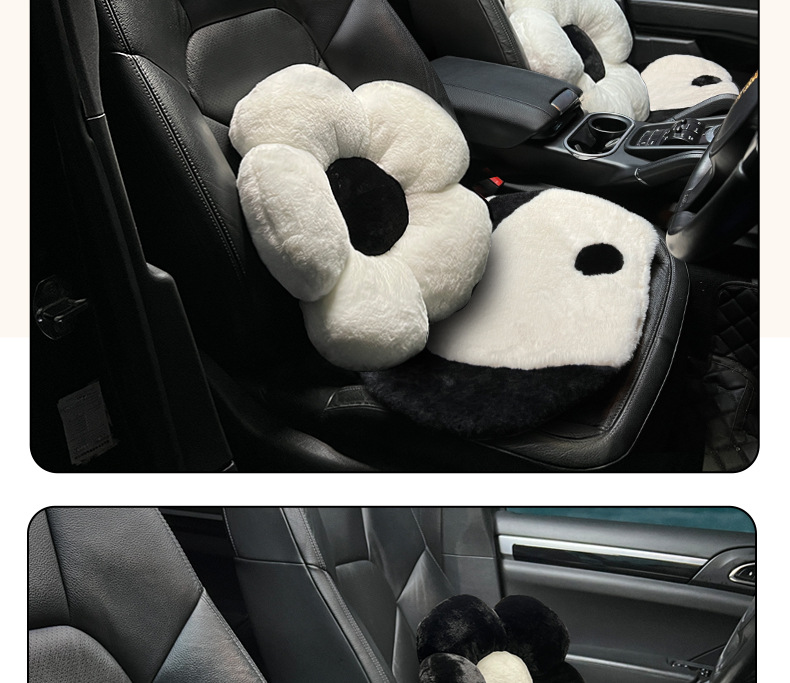 Car cushion cute panda car four seasons general seat cushion creative winter warm car seat cover_voghion.com