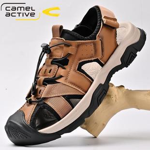 German Camel Dynamic Leather Sandals Men's 2024 Summer New Genuine Leather Non-slip Toe Sandals Outdoor Casual