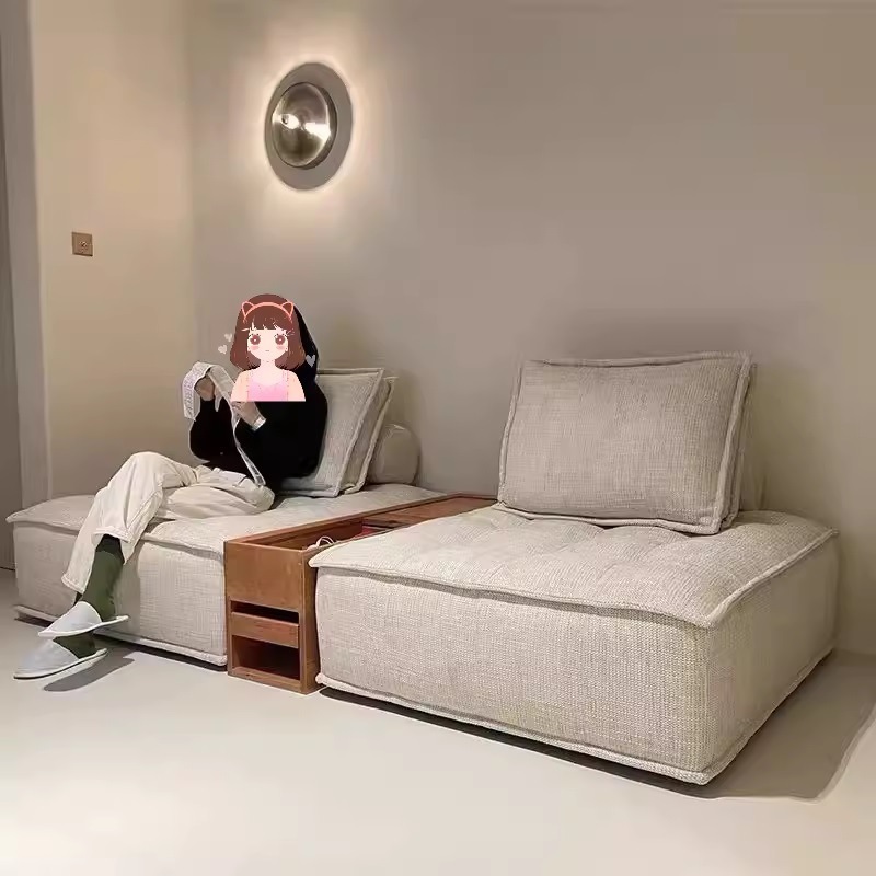 2025 New Model Italian-Style Small Apartment Modern Minimalist Double Modular Fabric Tofu Block Sofa for Rental Apartments