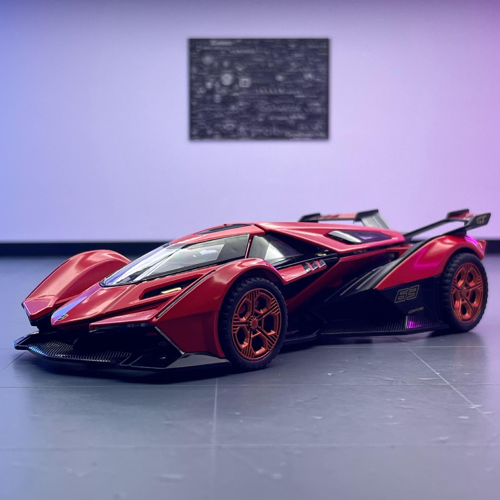 Jiaye modelo de coche de aleación 1 a 32 LANBO V12 concepto coche deportivo Tire hacia atrás iluminación efecto de sonido modelo de coche de juguete adornos