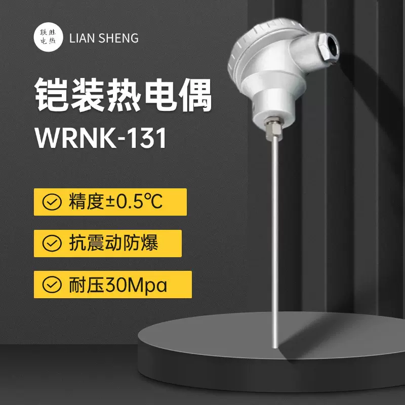 WRNK-131铠装热电偶K型PT100温度传感器WZPK铠装热电阻装配式