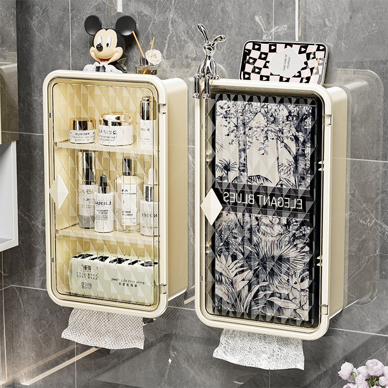 Toilet Small Wall Cabinet Bathroom Rack Wall Toilet Washstand Punch-Free Wall-Mounted Storage Cabinet Above Toilet