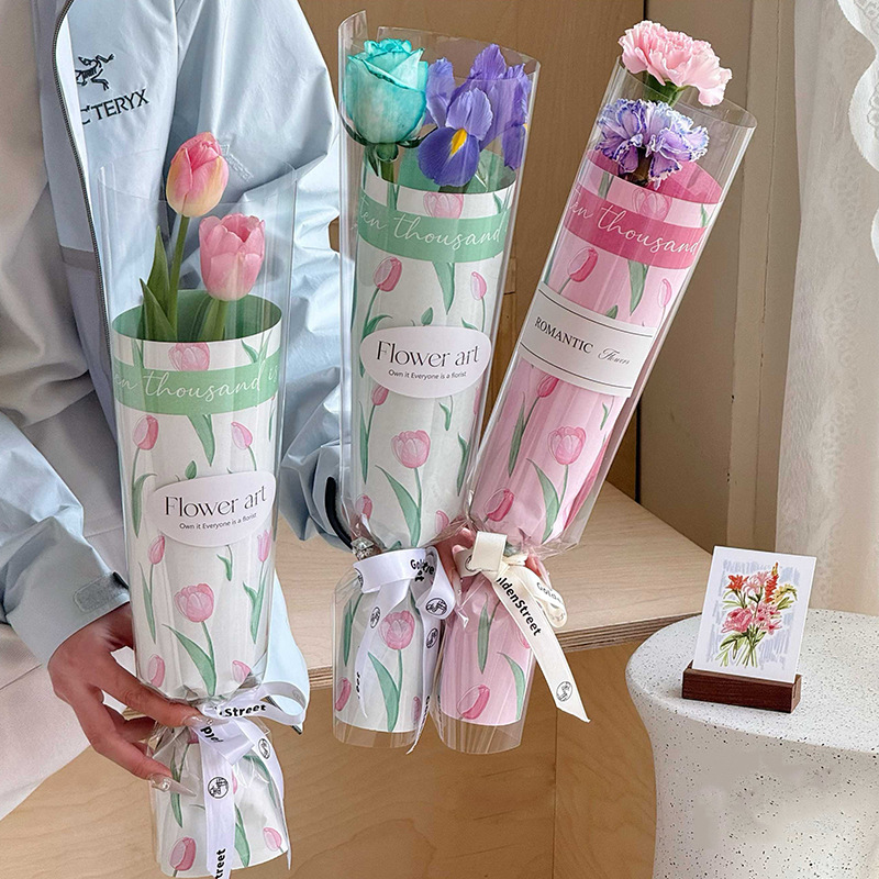 Hua Xi Día de San Valentín Temporada de flores Papel de regalo de flores de papel Día de San Valentín Paquete de regalo de tulipanes Papel de flores Material de ramo de tienda de flores