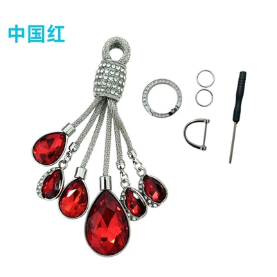 Factory High-End Car Keychain Pendant Goddess Crystal Pendant with Diamond-Encrusted Ring Keychain, Popular Cross-Border Sales (Other Automotive Interior Supplies) - china-red