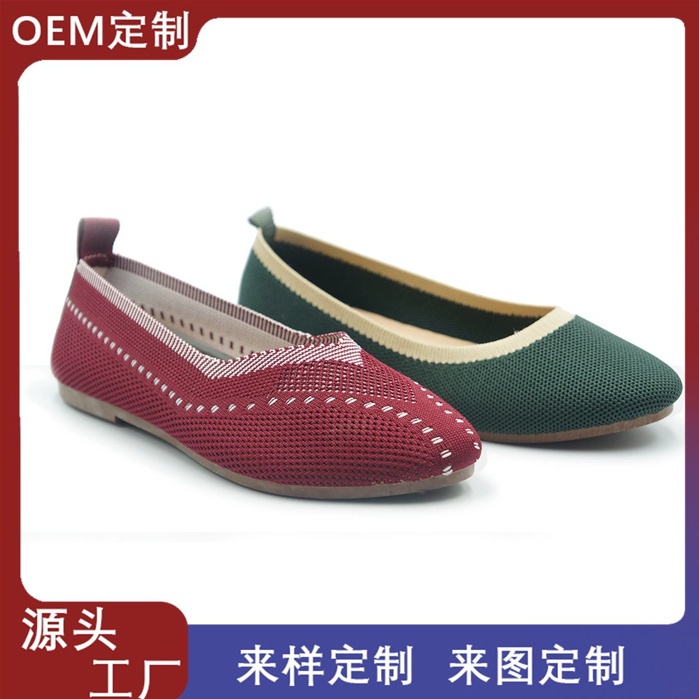 Женская обувь Туфли на плоской подошве Летняя и Осенняя обувь без шнуровки с острым носком и мягкой подошвой Модная обувь на плоской подошве Женская обувь