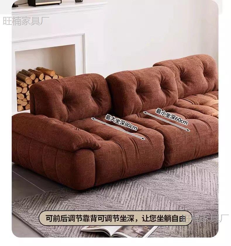 Chenille Cloud Sofa for Living Room, High-End Adjustable High-Back Deep-Seating Home-Use Straight-Row Fabric Sofa