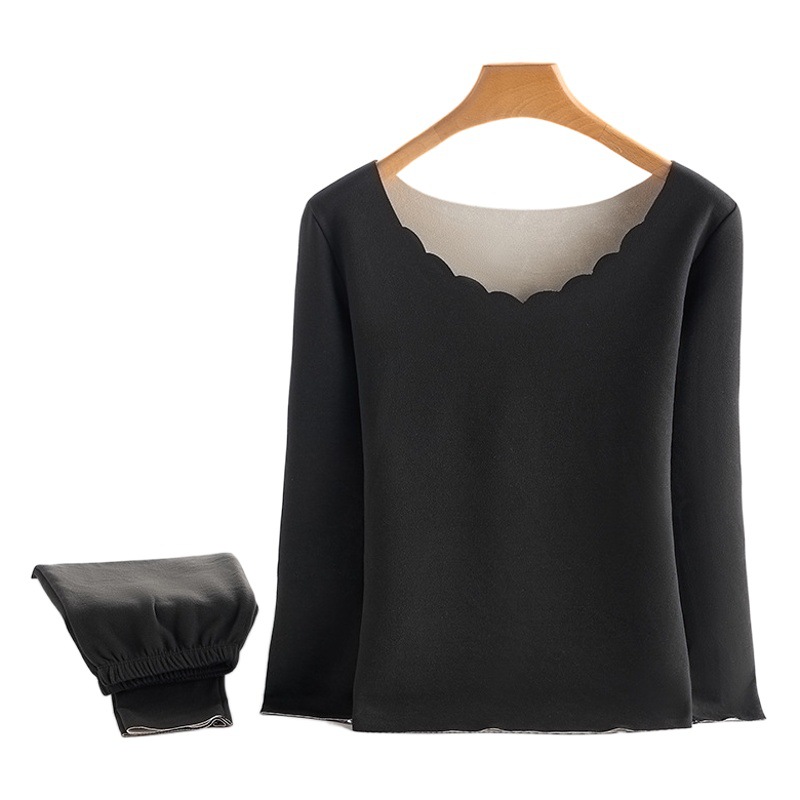 Ropa de otoño pantalones largos de calefacción de las mujeres ropa interior térmica sin costura cepillado de doble cara otoño e invierno luz catiónica traje cálido