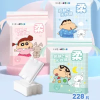 Crayon Shin-chan для ухода за кожей Хлопок с двумя боковыми краями двойного эффекта для снятия макияжа Хлопковые мешки 228 таблеток одноразовые хлопок для снятия макияжа