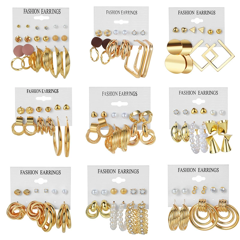 Винтажные серьги-гвоздики из металла цвета золото и серебро