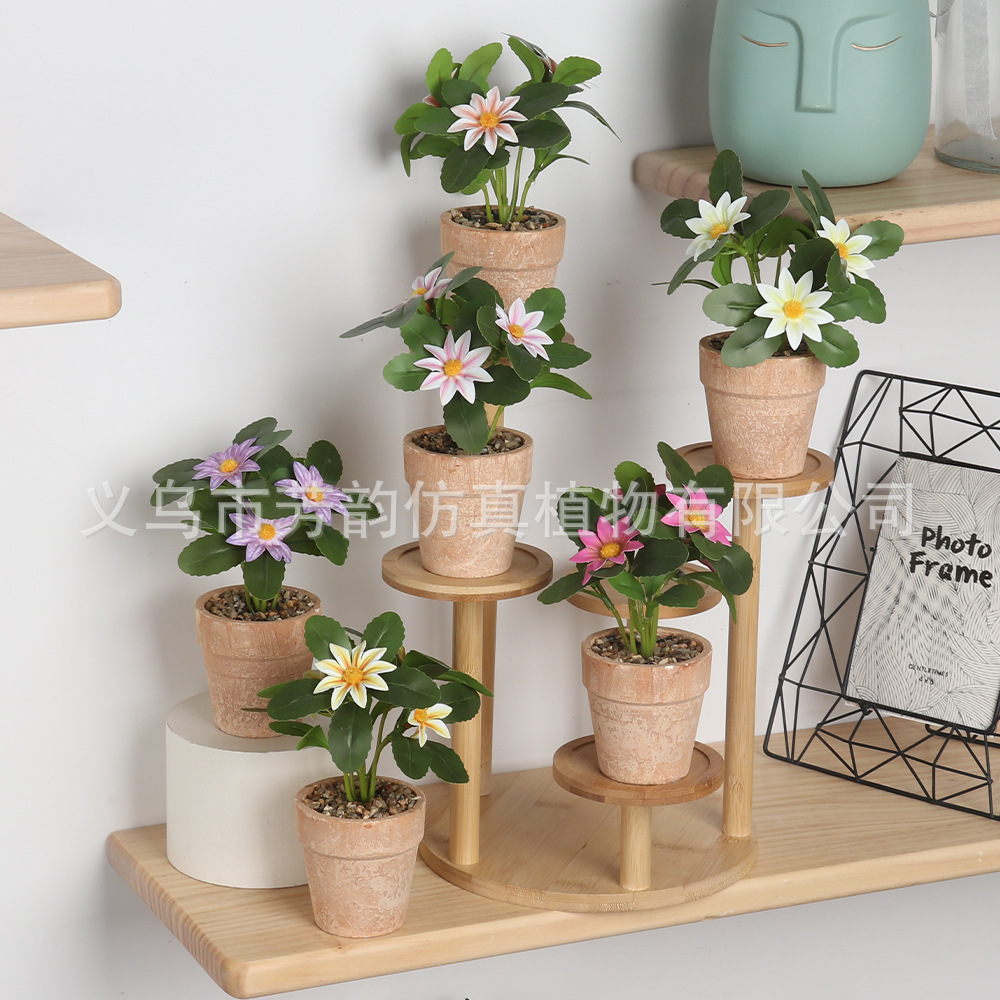 Personalizar mini macetas artificiales transfronterizas con sensación de hoja de cobre, pulpa de hoja de cobre, maceta de simulación de plantas, hojas de incienso, bonsái de lavanda
