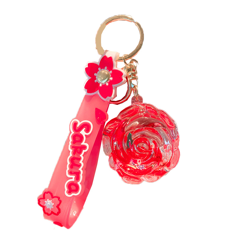 Iteret Celebrity Oil Doll Liquid Sad Bottle Keychai For Wome Exquisite Cute Cartoo Rose Pedat Backpack_voghion.com