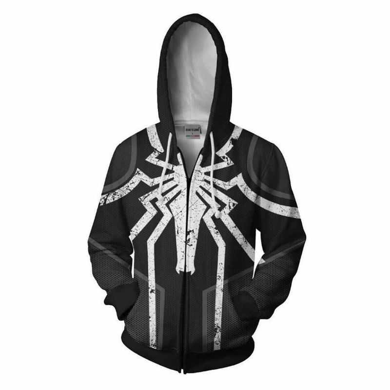 Cross-Border 3D Digital Printing Spider-Man New Era Little Black Spider Anime Zip-Up Hoodie Pod Custom-Made Cross-Border 3D Digital Printing Spider-Man New Era Little Black Spider Anime Zip-Up Hoodie Pod Custom-Made