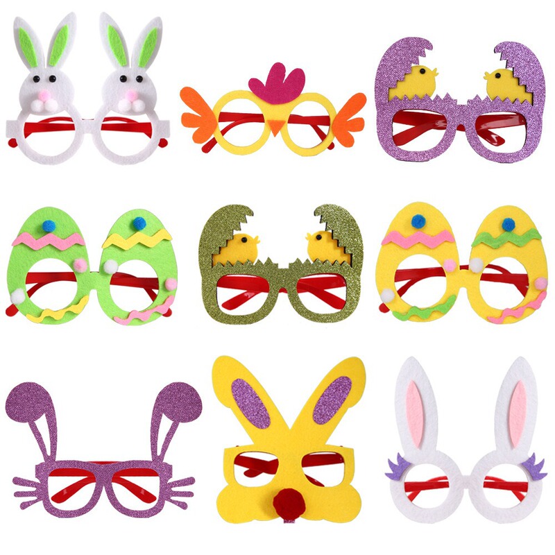 Easter Decoration Supplies Glasses Children's Party Dress-Up Photo Props Cartoon Gold Powder Rabbit Egg Glasses Frame Easter Decoration Supplies Glasses Children's Party Dress-Up Photo Props Cartoon Gold Powder Rabbit Egg Glasses Frame