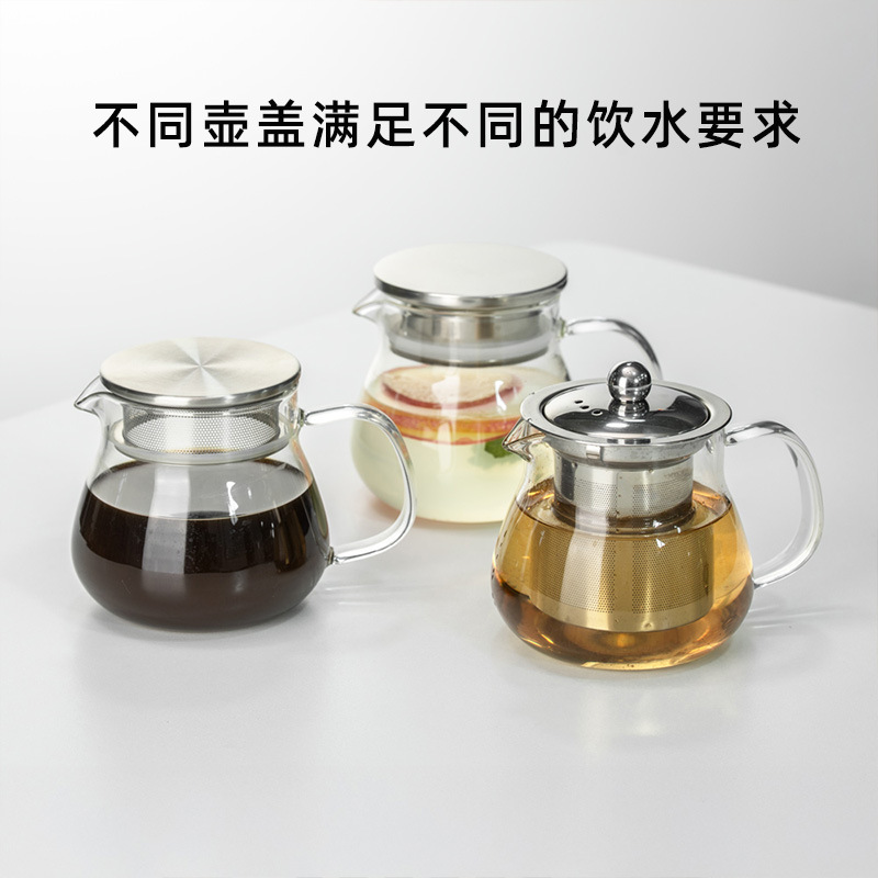 Tetera de vidrio tetera de agua hervida a alta temperatura para el hogar, nuevo juego de té con filtro chino, tetera de flores de alta temperatura con alto contenido de borosilicato