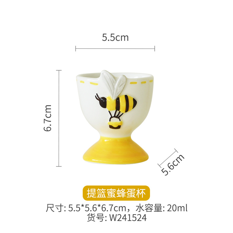 Taza en relieve creativa, una sola pieza de huevo, una copa de vino de cerámica de alta temperatura, una linda taza de huevo de primavera de abeja, de alto valor