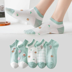 Children's Socks, Thin Summer Mesh Breathable Blue Tone Cute Low-Top Boat Socks for Women, Wholesale