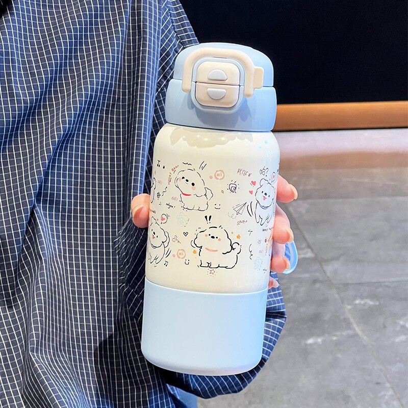 儿童保温杯可爱卡通学生双饮吸管水杯子男女幼儿园便携水壶批发|undefined