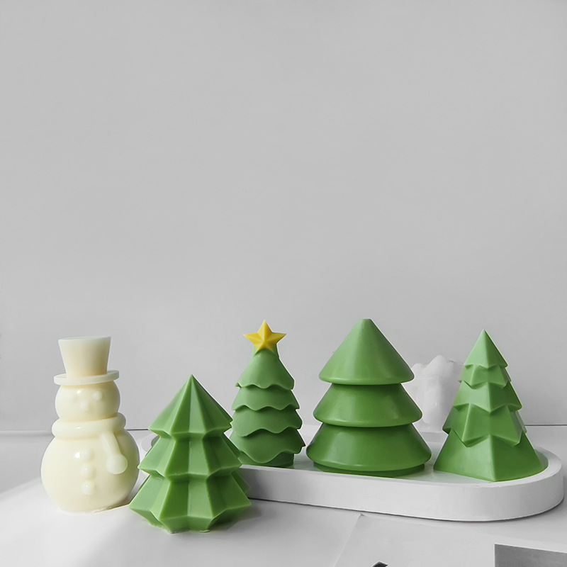 Jiahuimei árbol de Navidad aromaterapia vela molde creativo DIY árbol de Navidad pastel decoración molde de silicona